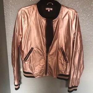 rose gold bomber jacket